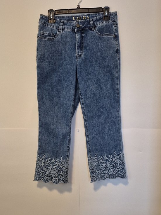 Laura Denim - Denim cropped Embroidered jeans - 6P